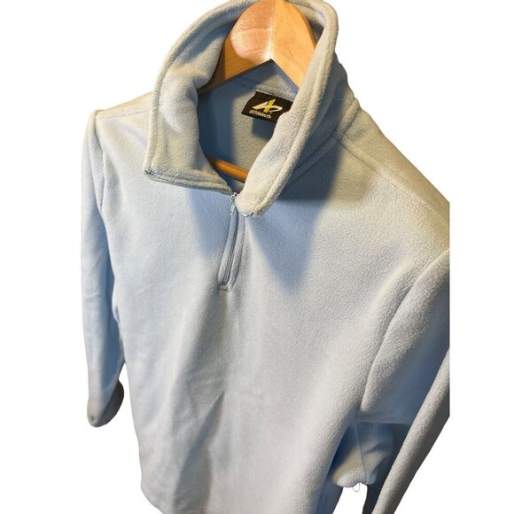 Athletech Light Blue Fleece Pullover Half Zip 100% Polyester Sweater Size L - Picture 4 of 6